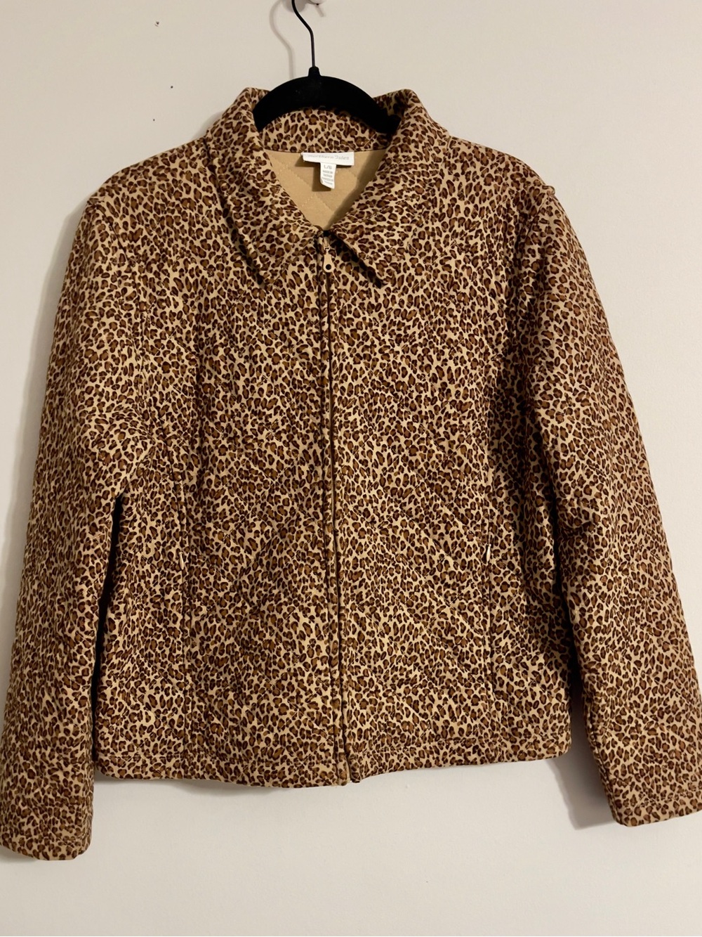 Vintage Northern Isle Leopard Animal Print Zip Up Quilted Jacket L Maximalist